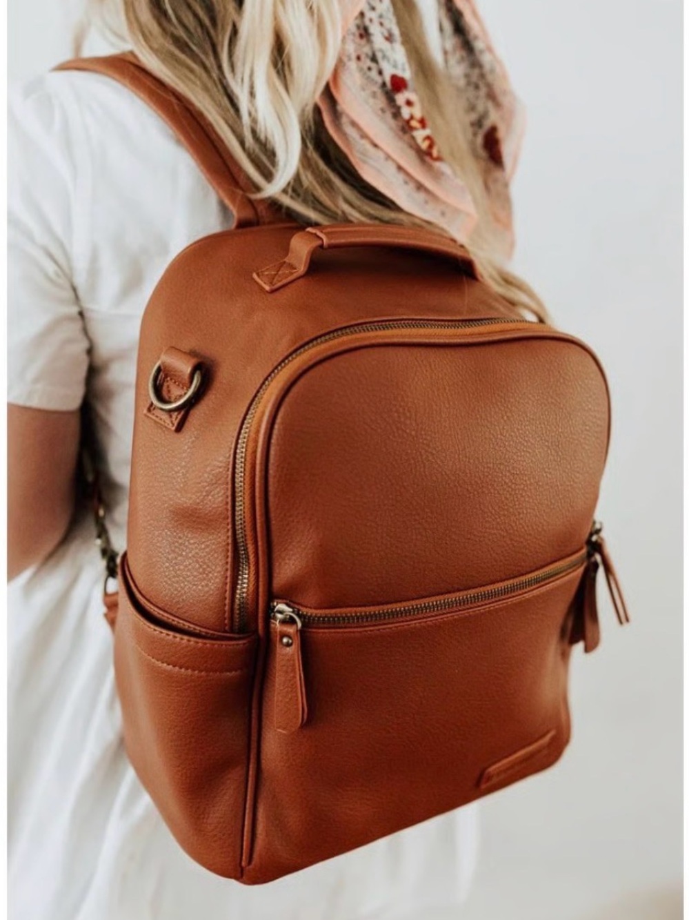 NWT Bodomint Joni 2.0 vegan Leather-Tan Backpack/Diaper purse.